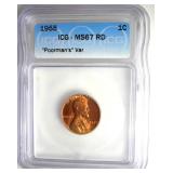 1955 Cent ICG MS67 RD Poorman's Var