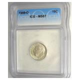 1959-D Dime ICG MS67