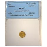 1859 Cal Gilt Token NNC MS66 Indian-Bear