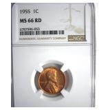 1955 Cent NGC MS66 RD