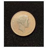 1854 Portugal 100 Reis Sharp UNC Silver