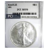1991 Silver Eagle MS70 LISTS $1550