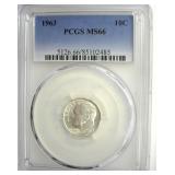 1963 Dime PCGS MS66