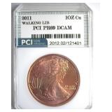 2011 1 Avdp Oz .999 Fine Cu PCI PR69DC Walking Lib