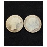 Old Silver Shillings Group of 2