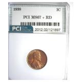 1938 Cent MS67+ RD LISTS $900