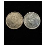 1939, 1950 Malaya 5 Cent UNC 2pcs