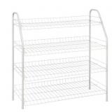 Open - 12-Pair 4-Tier White Steel Shoe Rack