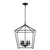 Open - 6-Light Bronze Caged Farmhouse Chandelier