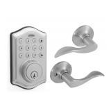 Open-Satin Nickel Electronic Deadbolt w/ Keypad