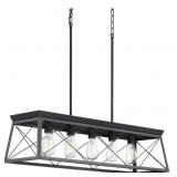 Open - 5-Light Black Farmhouse Linear Chandelier