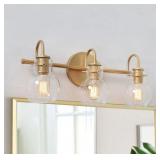 Open - 3-Light Gold Bathroom Vanity Light