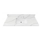 Open-Quartz 49in White Quartz Sink Bathroom Vanity