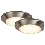 New  7 in. Brushed Nickel LED Flush Mount (2-Pack)