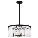 Open - 4 Light Matte Black Glass Chandelier