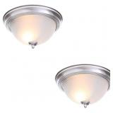 Open 13in Brushed Nickel Flush Mount (2-Pack)Light