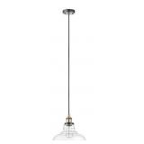 1-Light Dark Bronze Pendant with Clear Glass Shade