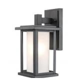 Open - Black Outdoor Wall Lantern w/ Frosted Glass
