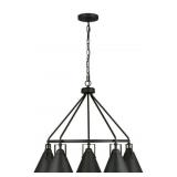 Open - Modern Matte Black Hanging Chandelier