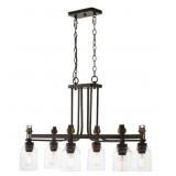 6-Light Bronze Industrial Round Chandelier