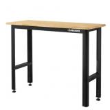 Open-Husky 4 ft. Solid Wood Top Workbench in Black