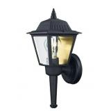Open - 1-Light Black Outdoor Wall Lantern Sconce