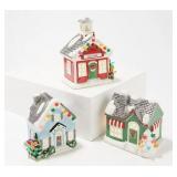 MR CHRISTMAS SET OF 3 ILLUMINATED MINI BUILDINGS MR CHRISTMAS SET OF 3 ILLUMINATED MINI BUILDINGS