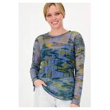 Lori Goldstein Printed Sheer Lace Top, Sz 1X Lori Goldstein Printed Sheer Lace Top, Sz 1X