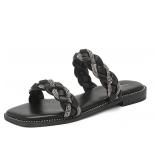 Size:9- Womens Square Open Toe Flat Sandals Size:9- Womens Square Open Toe Flat Sandals