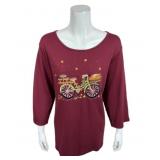 Holiday Bicycle 3/4 Sleeve T-shirt, Sz Med Holiday Bicycle 3/4 Sleeve T-shirt, Sz Med