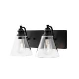 Hampton Bay Manor 15.3 in. 2-Light Matte Black Ind