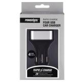 PowerXcel Rapid Charge 4 USB Car Charger, Silver