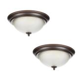 13 in. 2-Light Oil Rubbed Bronze Flush Mount (2-Pa