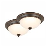 13 in. Oil Rubbed Bronze LED Flush Mount (2-Pack)