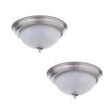 11 in. 1-Light Brushed Nickel Flush Mount (2-Pack)