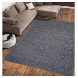 5x7 Soft Pile Shag Area Rug, Rubber Back, Grey