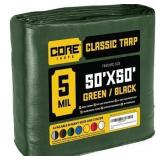 50x50 Core Tarps Classic 5 Mil Tarp, Green/Black