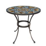 28 in. Metal and Glass Mosaic Patio Bistro Table