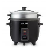 Aroma 6-Cup Pot Style Rice Cooker, Black