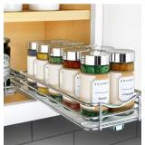 Wide Silver Chrome Slide Out Spice Rack Pull Out