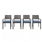 Set of 4, Patio Dining Chair w/ Sky Blue Cushion