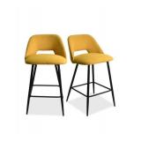 Yellow Upholstered Counter Bar Stool Set of 2