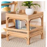 18.9 in. Natural Square Wicker Rattan End Table