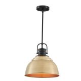 Shelston 1-Lt Antique Gold Pendant w/ Metal Shade