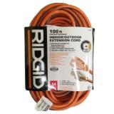 RIDGID 100 Ft. 14/3 Extension Cord, Orange and Gra