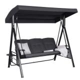 3-Seat Converting Canopy Patio Swing Steel Lounge