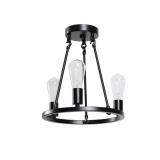 Hampton Bay Stratton 14 in. 3-Light Black Semi-Flu