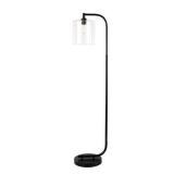 Cline 62.5 in. 1-Light Black Floor Lamp with Clear