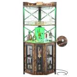 Unassembled Corner Bar Cabinet w/ Power Outlet