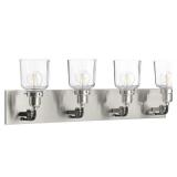 Rushton Collection 4-Light Brushed Nickel Clear Gl